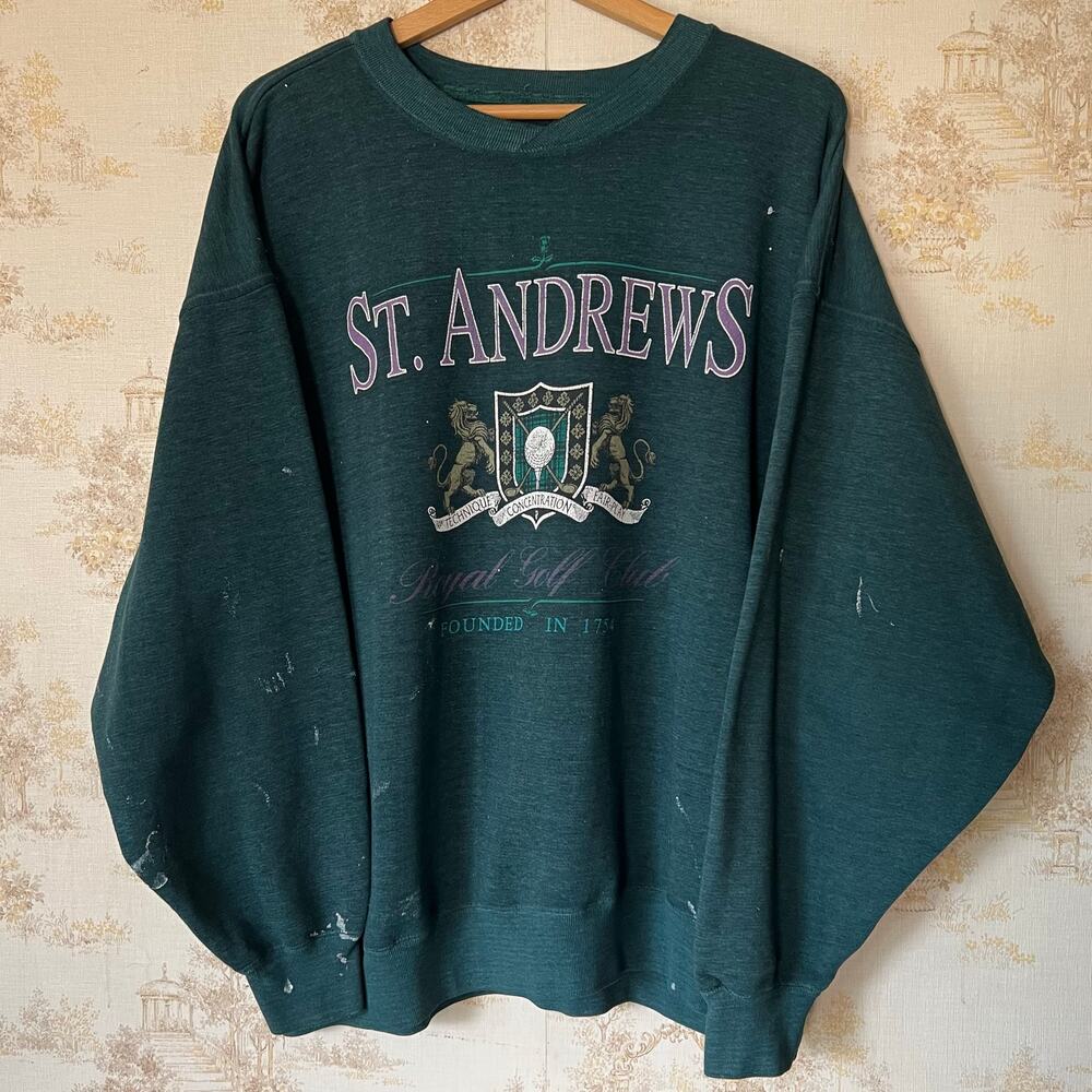 Vintage St. Andrews Golf Sweatshirt | Thrashed Prep | Size XL